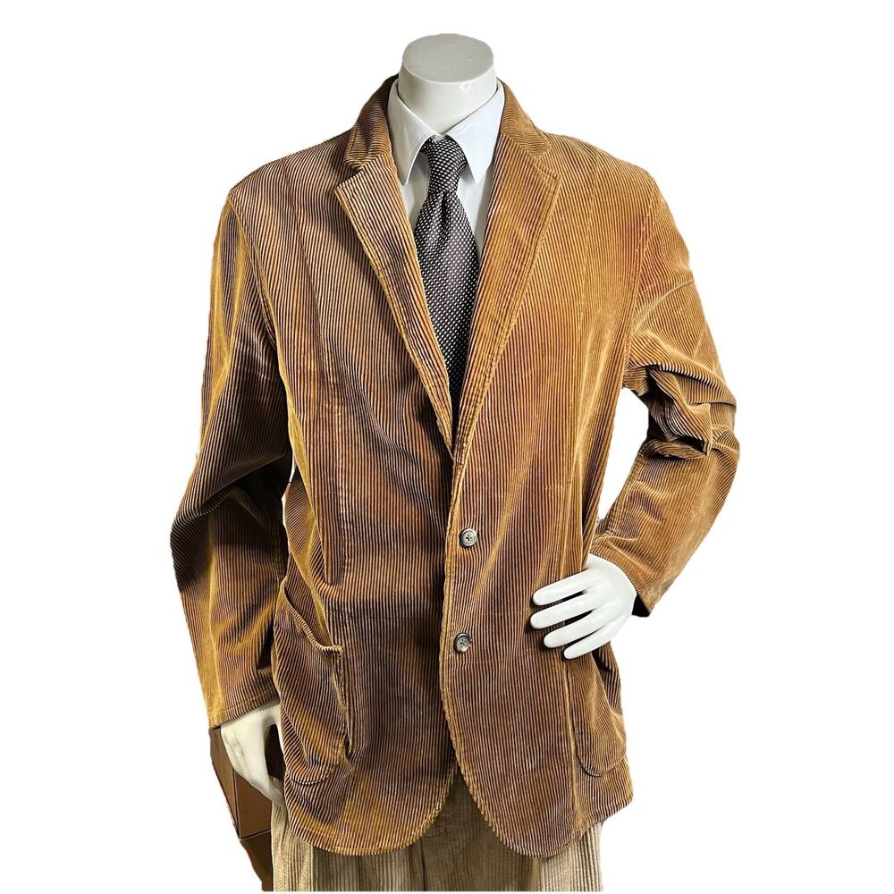 Vintage Polo Jeans Ralph Lauren Men XL Corduroy Jacket Beige Blazer Sport Coat
